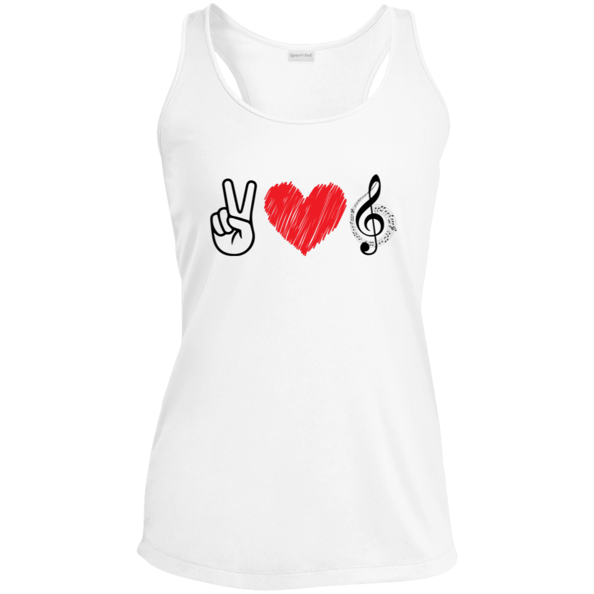 Peace, Love and Music - Performance Racerback Tank