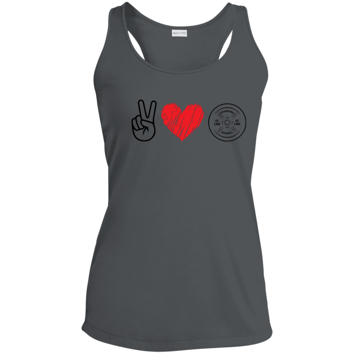 Peace, Love and Weights - Performance Racerback Tank