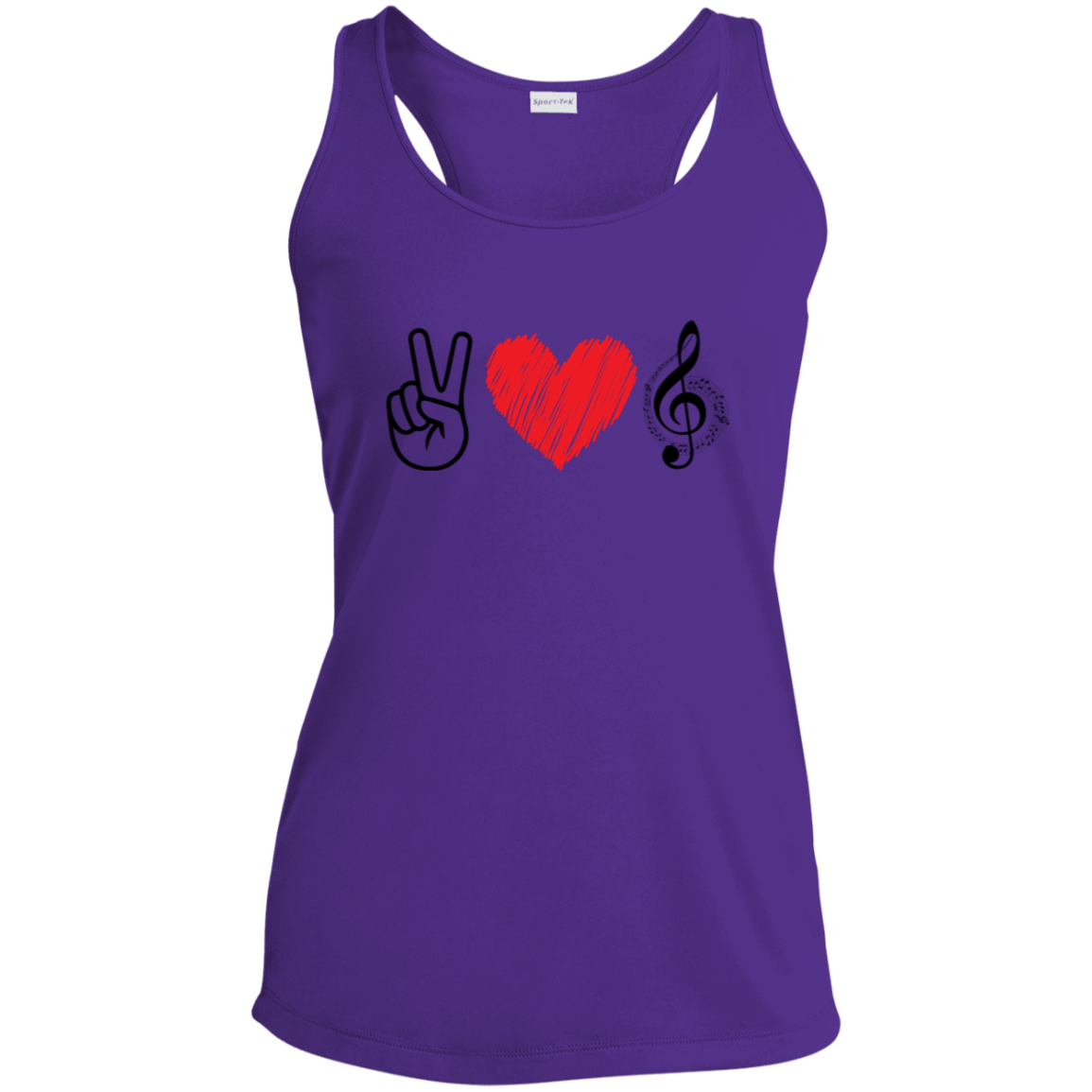 Peace, Love and Music - Performance Racerback Tank