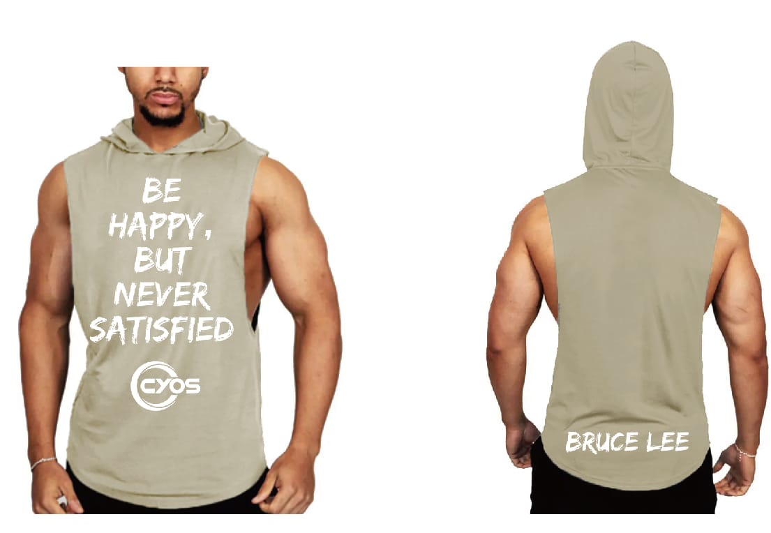 True Strength - Be Happy Men's Cutoff Hoodie